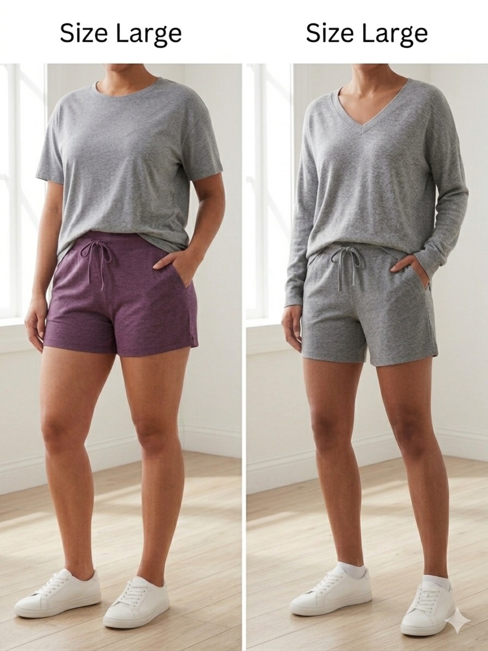 32 Degrees Two-Pack Lounge Shorts in Heather Gray and Plum
